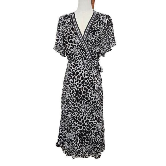 Hale Bob Wrap Dress Small Mob Wife Flowy Animal Print Dark Romantic Grunge - Picture 3 of 12